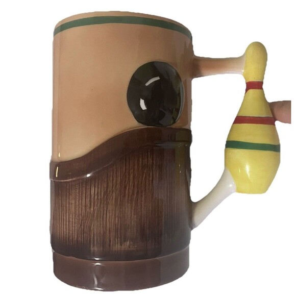 Vintage Napco 3D Bowling Cup Mug 1961 Bowling Pin Handle Cleveland Ohio 6" Tall - Picture 4 of 10